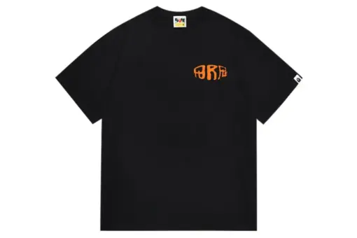 BAPE Purple Brand T Shirt Black With Orange Stack