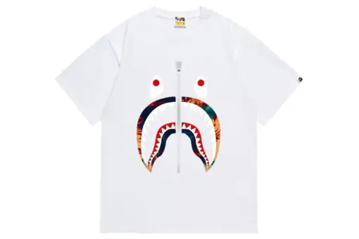BAPE Multi Camo Shark Face T Shirt White