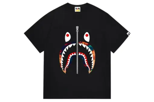 BAPE Multi Camo Shark Face T Shirt Black