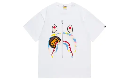BAPE Multi Camo Milo Shark T Shirt White