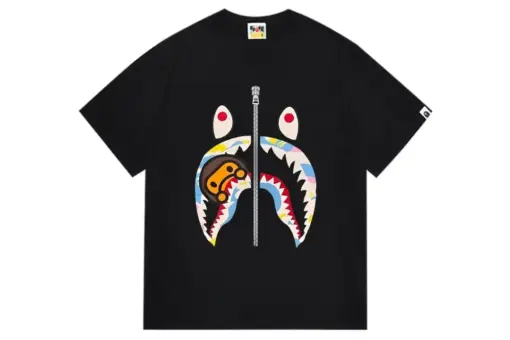 BAPE Multi Camo Milo Shark T Shirt Black