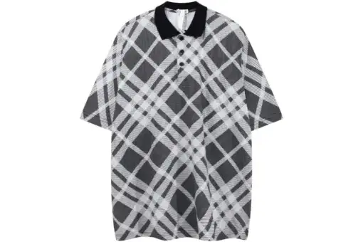 Burberry Cheack Harrington Polo T Shirt Dark Gray
