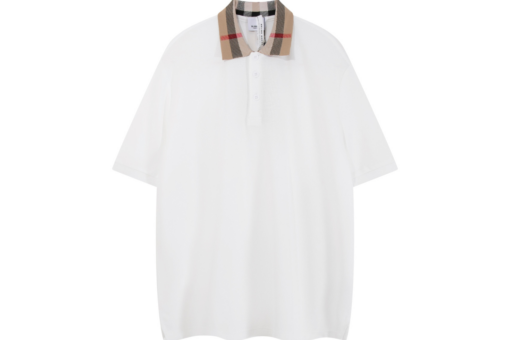Burberry Cheack Harrington Polo T Shirt White