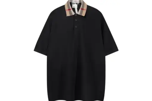 Burberry Cheack Harrington Polo T Shirt Black