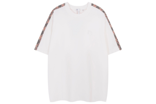 Burberry Check Trim Cotton T Shirt Archive White