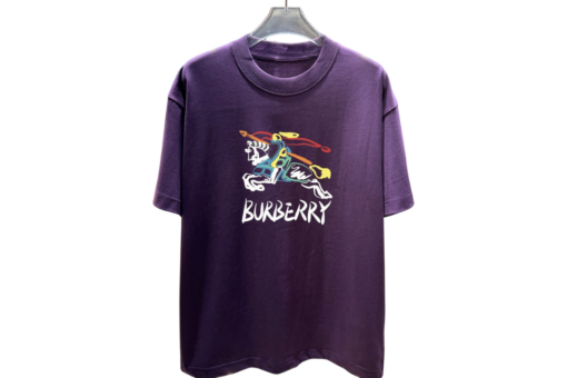 Burberry Equestrian Knight Design Cotton T Shirt Purple