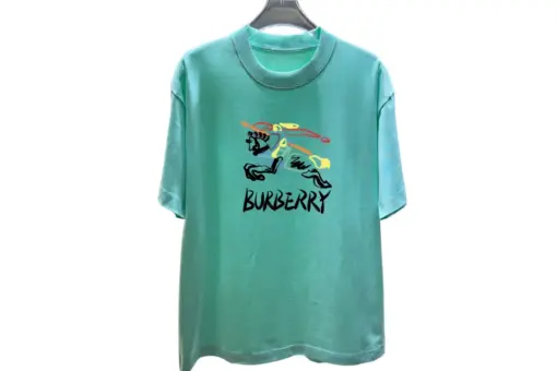 Burberry Equestrian Knight Design Cotton T Shirt Teal