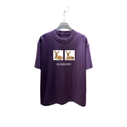 Burberry Deer Print Cotton T Shirt Purple 2026 | Drip Kickz Burberry Deer Print Cotton T Shirt Purple