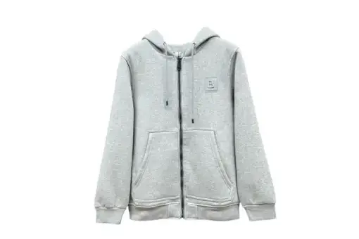 Burberry Zipper Hooded Hoodie Gray