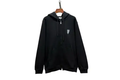 Burberry Zipper Hooded Hoodie Black