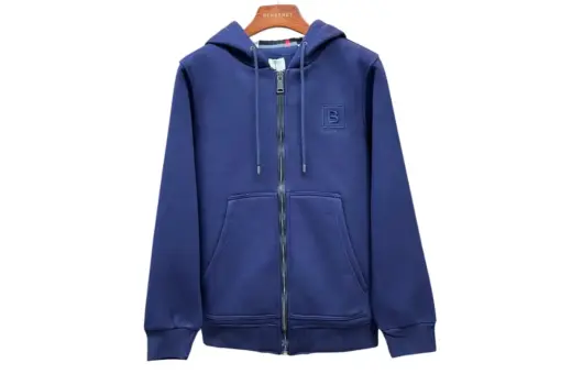 Burberry Zipper Hooded Hoodie Navy Blue
