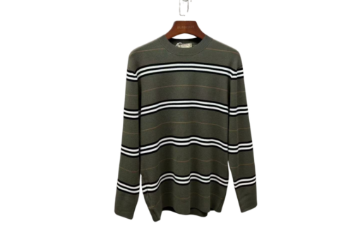 Burberry Sweater Olive Green With White Stripes