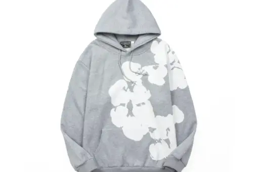 Denim Tears Gray Hoodie With White Floral Print