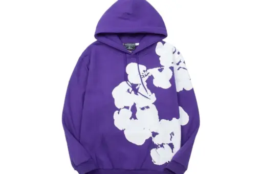 Denim Tears Purple Hoodie With White Floral Print