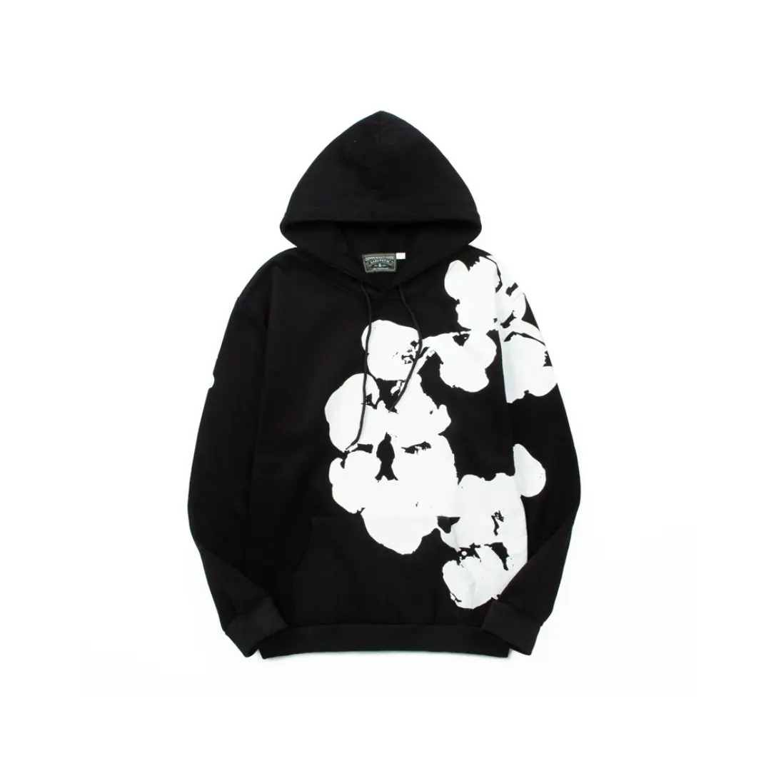 Denim Tears Black Hoodie White Floral Print 2026 | Drip Kickz Denim Tears Black Hoodie White Floral Print