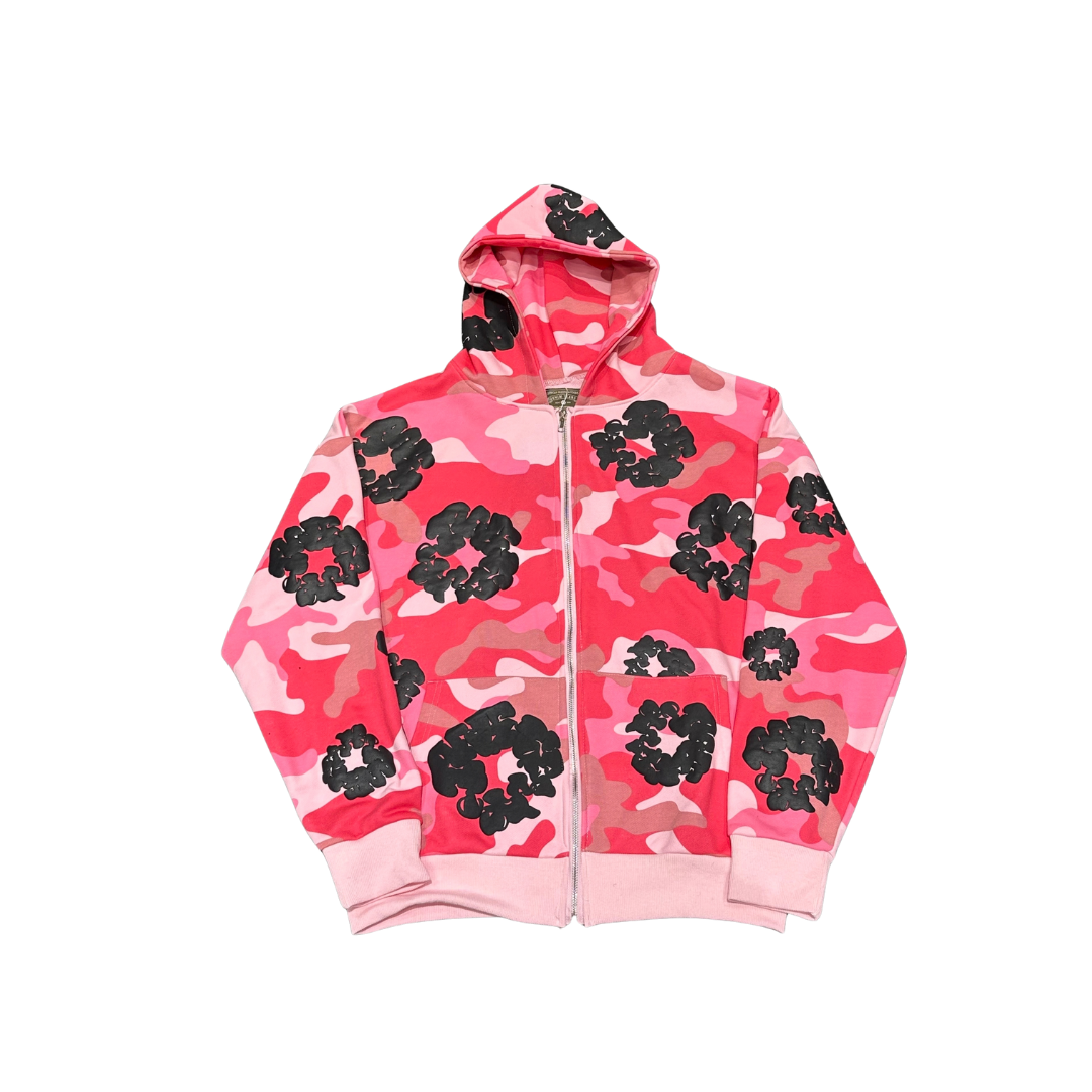 Denim Tears Red Black Zipper Hoodie With Floral Print 2026 | Drip Kickz Denim Tears Red Black Zipper Hoodie With Floral Print