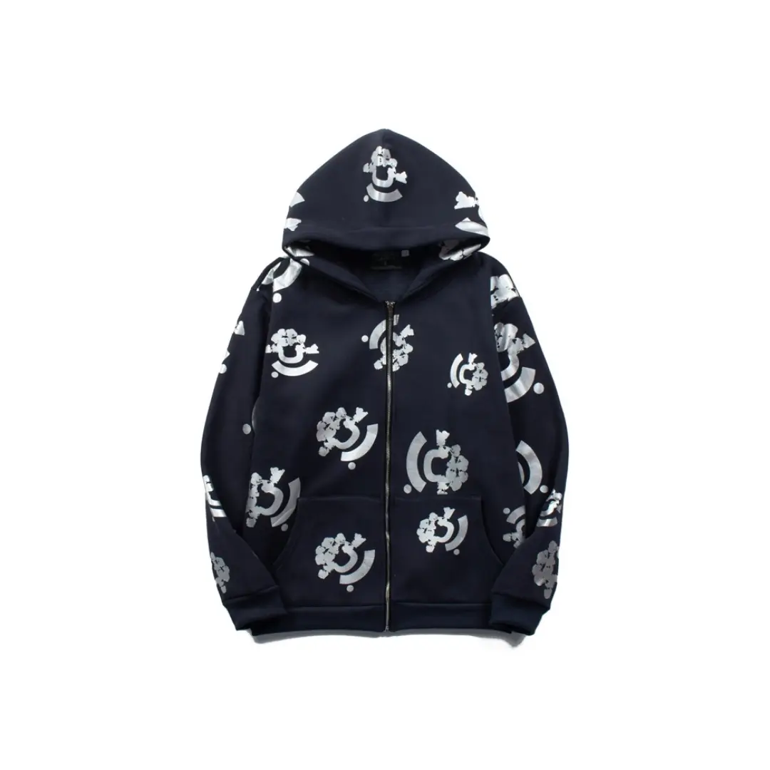 Denim Tears Black Zipper Hoodie Floral Print 2026 | Drip Kickz Denim Tears Black Zipper Hoodie Floral Print
