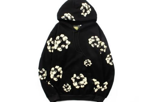 Denim Tears Black Hoodie Floral Print White