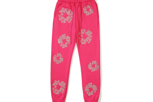 Denim Tears Baby Pink Sweatpant With Gray Floral Print