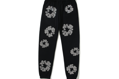 Denim Tears Black Sweatpant With Gray Floral Print