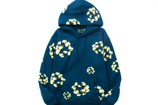Denim Tears Navy Blue Hoodie Floral Print