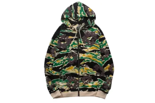 Denim Tears Mixed Colour Forest Green Zipper Hoodie