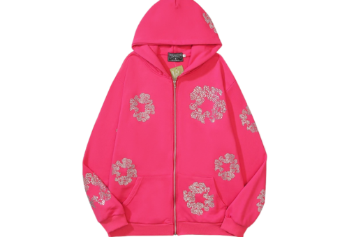 Denim Tears Pink Zipper Hoodie Floral Print