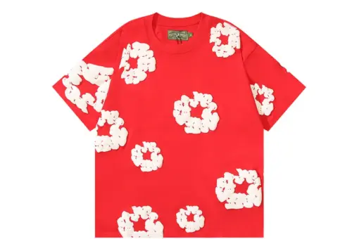 Denim Tears White Floral Monogram T Shirt Red