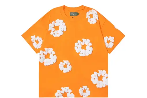 Denim Tears White Floral Monogram T Shirt Orange