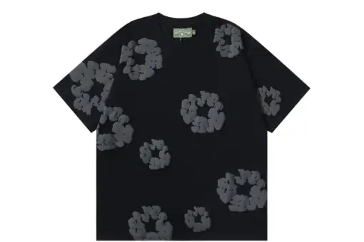 Denim Tears Gray Floral Monogram T Shirt Black