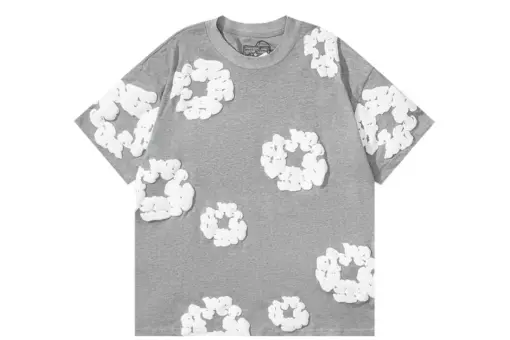 Denim Tears White Floral Monogram T Shirt Gray