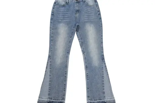 Gallery Dept. White With Denim Blue Jeans With Frayed Hem
