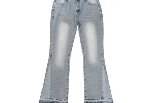 Gallery Dept. White With Faded Gray Flared Jeans Frayed Hem