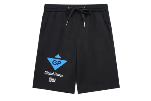 Givenchy Black Short With Blue Logo Monogram