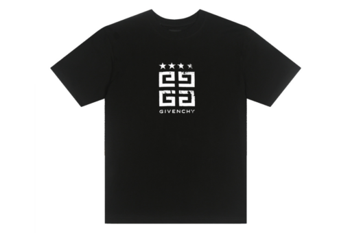 Givenchy T Shirt Black With Monogram Logo Star Embosed