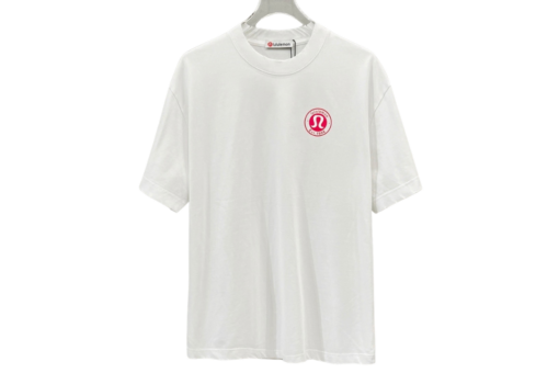 Lululemon White T Shirt Pink Logo Design