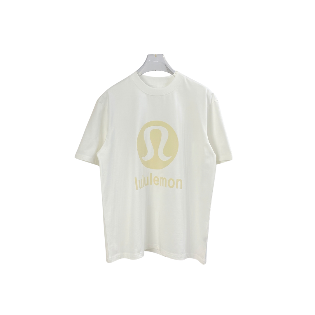Lululemon T Shirt White With Light Yellowish Monogram Print 2026 | Drip Kickz Lululemon T Shirt White With Light Yellowish Monogram Print
