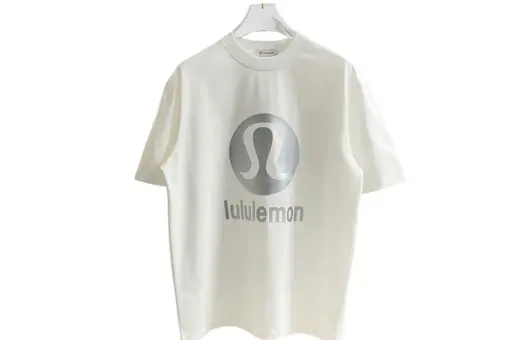Lululemon T Shirt White With Gray Monogram Print