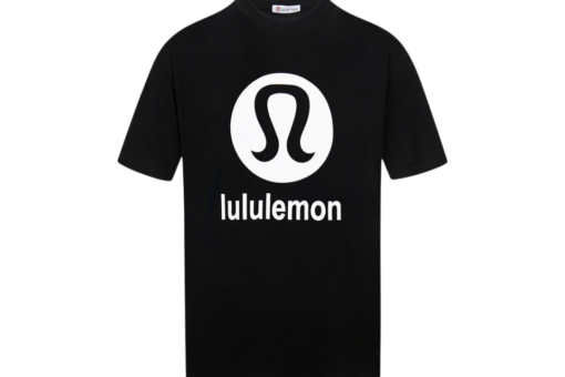 Lululemon Black T Shirt With White And Black Monogram Design