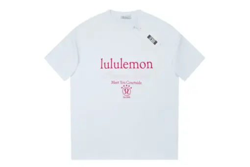 Lululemon T Shirt White With Redish Shade Text Monogram