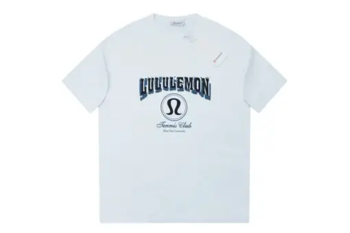 Lululemon T Shirt Light Cyan With Logo Text Monogram