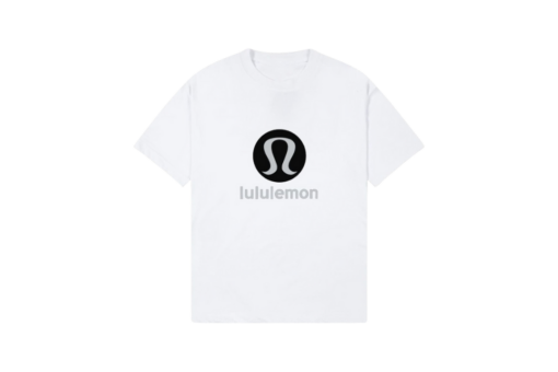 Lululemon Jersey T Shirt White With Black Logo Design