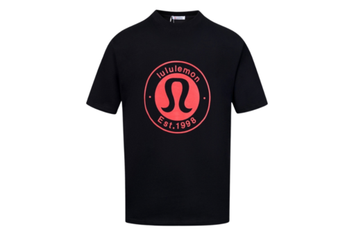 Lululemon Jersey T Shirt Black With Red Logo Design