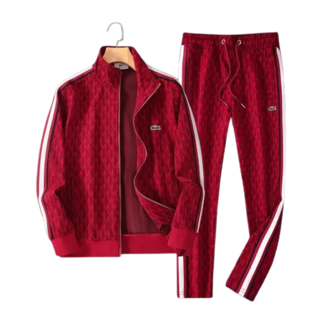 Lacoste Monogram Tracksuit Red 2026 | Drip Kickz Lacoste Monogram Tracksuit Red