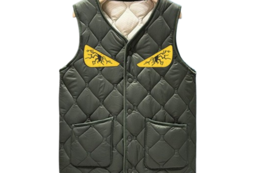 Fendi-Style Monster Eye Vest Olive