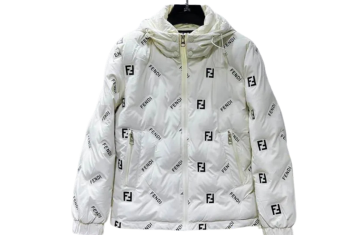 Fendi Reversible Puffer Jacket Repeating FF Logo Print White