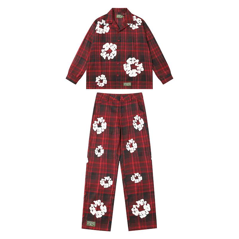 Denim Tears Wreath Pajama Shirt and Pants Red Check 2026 | Drip Kickz Denim Tears Wreath Pajama Shirt and Pants Red Check