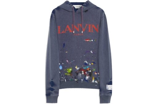 Lanvin x Gallery Abt.. Distressed Logo Hoodie Navy Blue