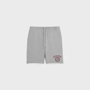 celine blason loose shorts in cotton fleece dark grey