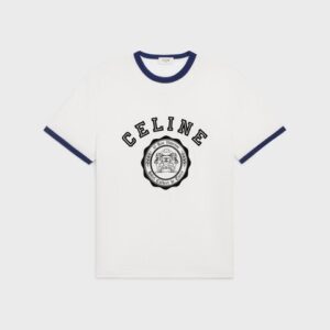 celine blason loose t-shirt in cotton jersey off white